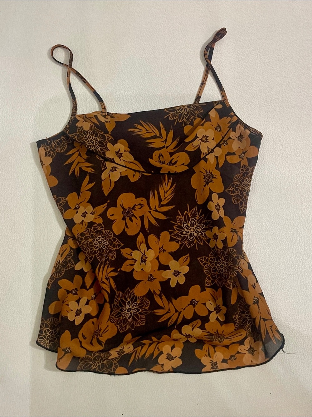 Y2K Cowl Neck floral Sheer  Floral Top M